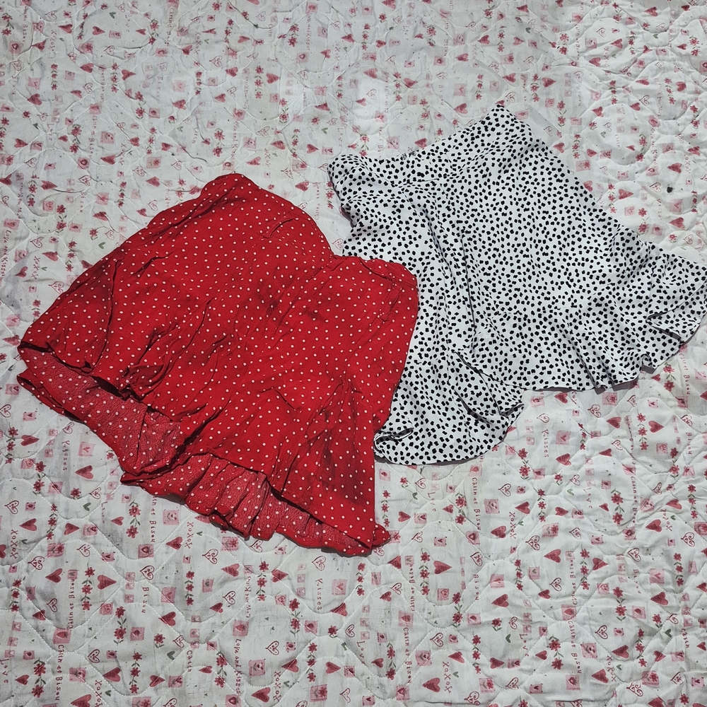 Polka Dot Mini Skirt Set - Red and White